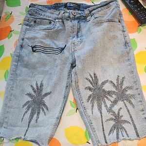 /se'renedel Palm Tree Denim Shorts